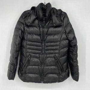 Andrew Marc Black Puffy Hooded Parka Jacket
